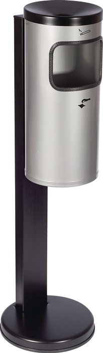 Standascher D180xH825mm neusilber/ schwarz kippbar Stahlbl.TKG